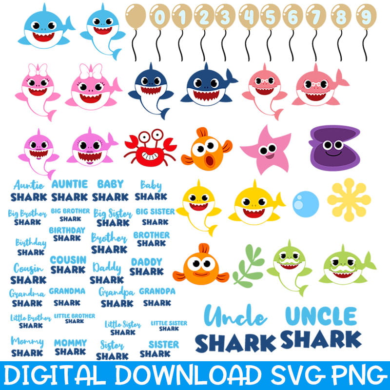 Free Baby Shark Family Svg – Free SVG Cut Files